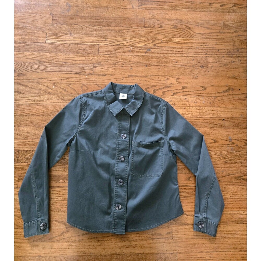 Cabi Crossroads Green Utility Shacket Button Front Shirt Pocket Women's Medium
